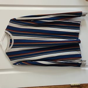 Rustic Souls Vertical Striped Crew Neck Long Sleeved Tee, Medium